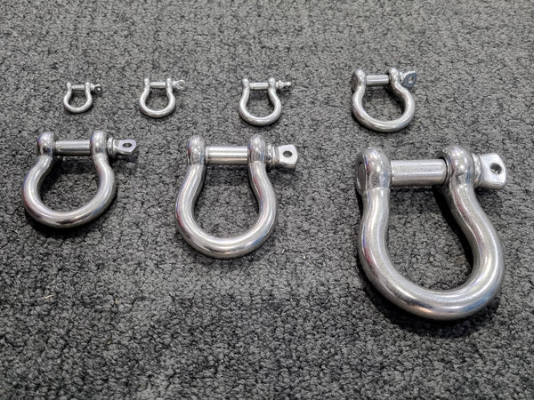 Stainless Steel Bow Shackles (8 sizes)