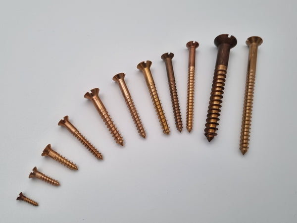 Woodscrews Silicon Bronze true wood screw style slotted drive