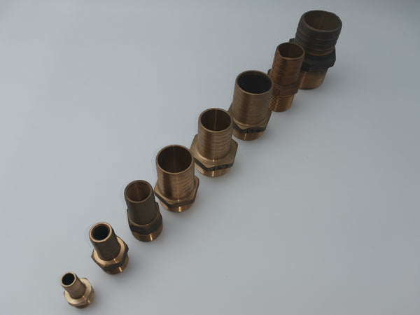 Hose Tail Straight Marine Bronze Male bsp Thread to Hose Barb 9 sizes